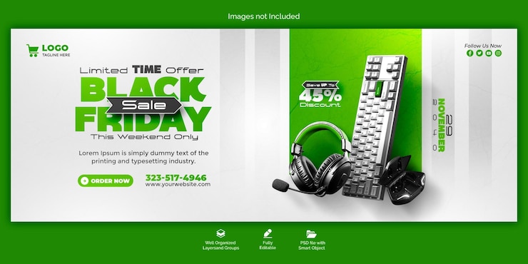 PSD psd black friday super vendita modello di copertina facebook