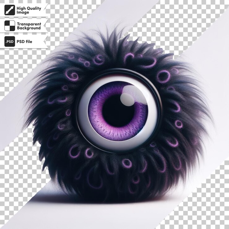 PSD psd black monster with one eye on transparent background with editable mask layer