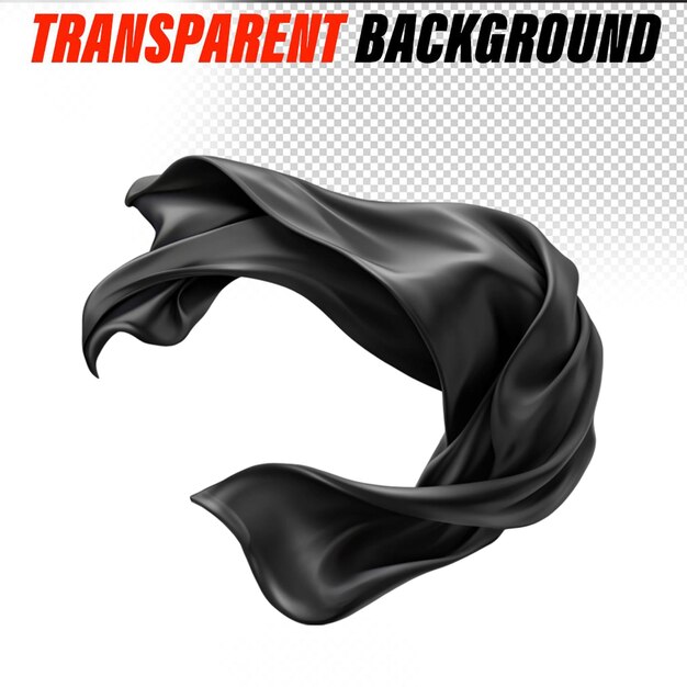 PSD psd black silk ai cutout on transparent