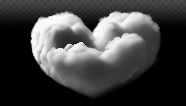 PSD blanc en forme de coeur nuages isolés prime Un nuage en forme de coeur png nuage d'amour