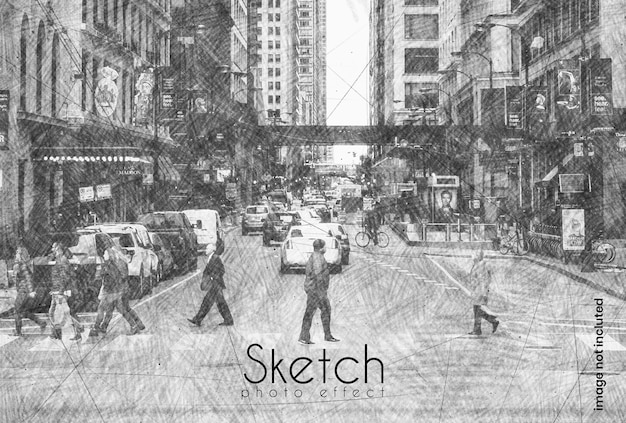 PSD Bleistift-Sketch-Fotoeffektvorlage