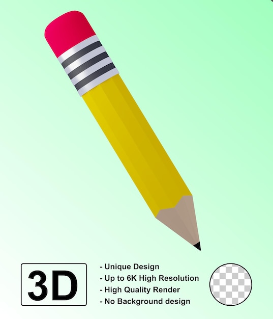PSD-Bleistift-UI-Symbol 3D isoliert