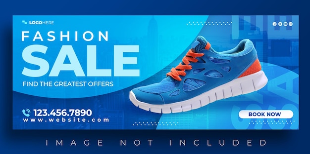PSD psd bleu vente de chaussures de nouvelle arrivée bannière web des médias sociaux ou modèle d'en-tête du site web de chaussure