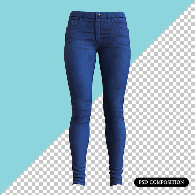 PSD psd blue jeans girl aislado renderizado en 3d