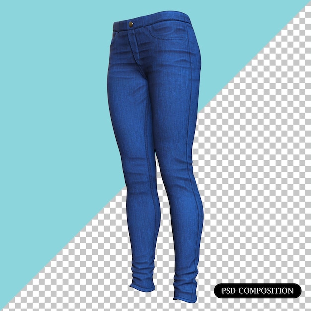 PSD psd blue jeans girl renderização 3d isolada