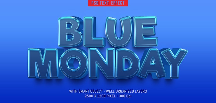 PSD psd blue monday editable text effect 3d style 5