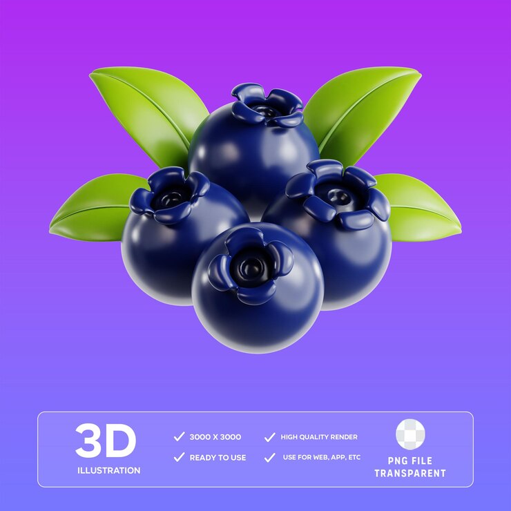 PSD psd-blueberry 3d-illustration