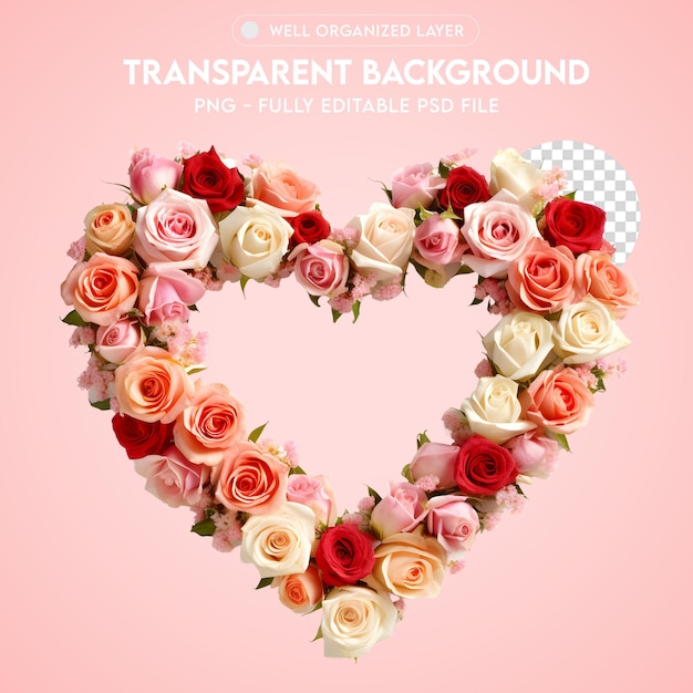 PSD Blumen, die ein Herz bilden Transparente PNG