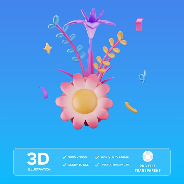 PSD Blumenarrangements 3D-Illustration