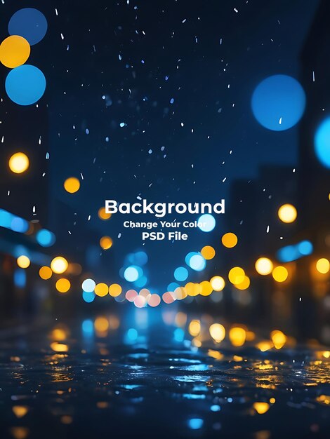 PSD psd bokeh azul chuva luz luzes borradas fundo preto bokeh círculo redondo