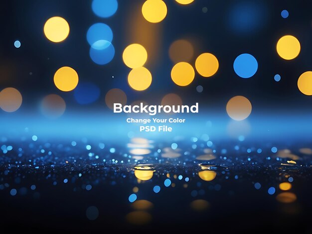PSD bokeh azul luz lluviosa luces borrosas fondo negro círculo redondo bokeh