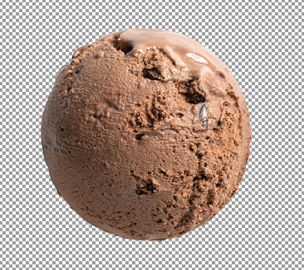 PSD psd bola de helado de chocolate con marrón oscuro sobre fondo transparente y aislado