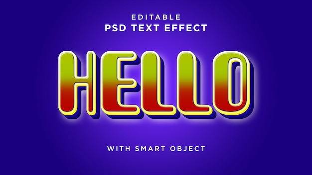 Psd Bonjour Style D'effets De Texte Modifiable 3d Avec Fond Violet