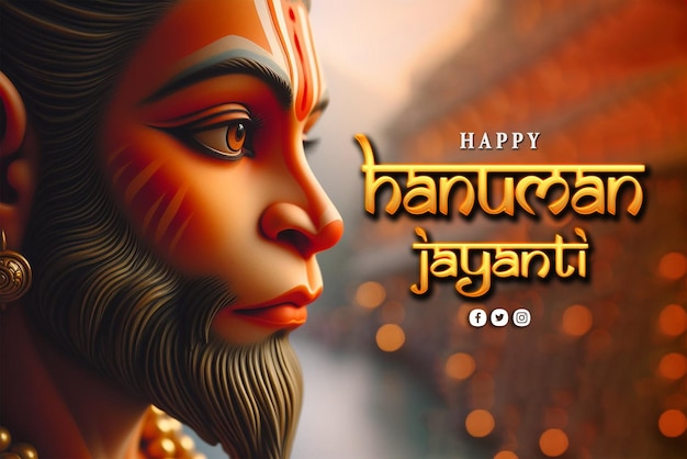PSD psd bonne année à hanuman jayanti design de bannière du festival mythologique indien
