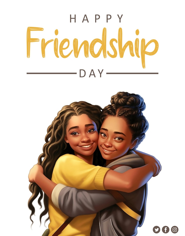 PSD psd de bonne journée d'amitié avec aquarelle d'amis pour le modèle d'affiche de médias sociaux