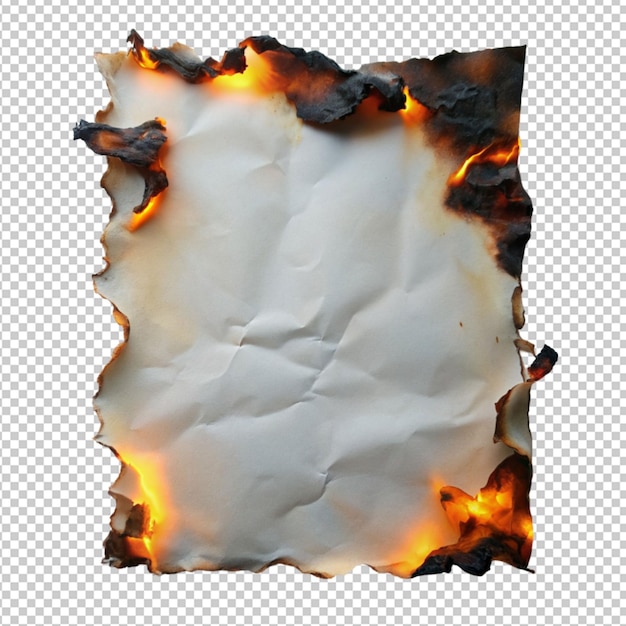 PSD psd d'un bord de page de papier brûlé avec effet de feu sur fond transparent