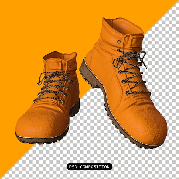 PSD Botas zapatos para hombre moda aislado 3D Ilustración de renderización