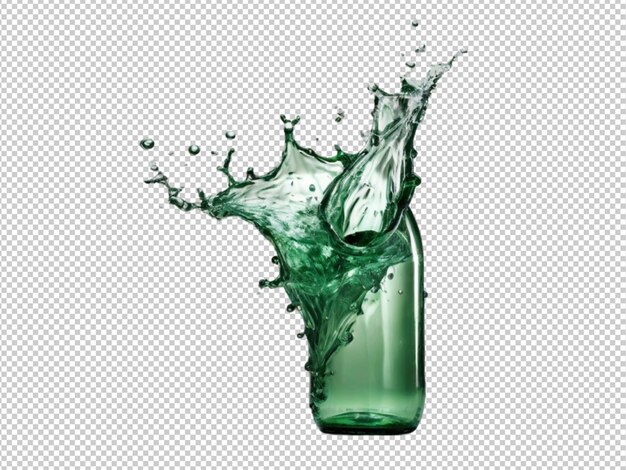 PSD psd de una botella de agua de salpicaduras sobre un fondo transparente