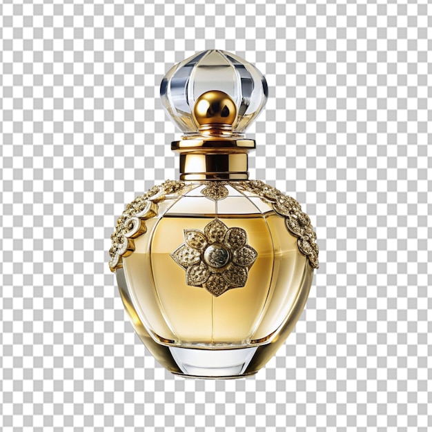 PSD psd de una botella de perfume de lujo sobre un fondo transparente