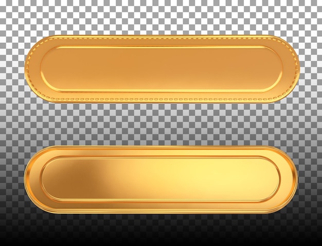 PSD psd boton de rectangulo dorado elemento 3d png transparente