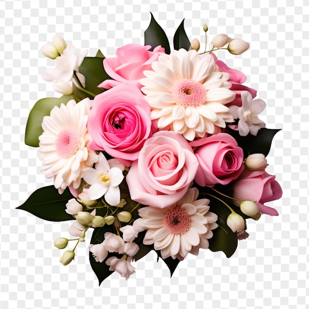 PSD psd bouquet aus isolierten rosen und rosa blumen