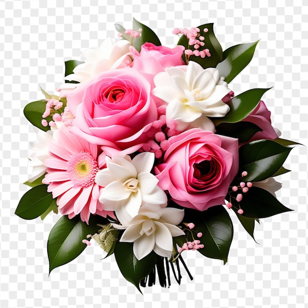 Psd bouquet de rosas e flores cor-de-rosa isoladas