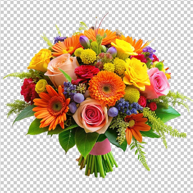 PSD psd d'un bouquet de fleurs colorées pour le bateau sur fond transparent