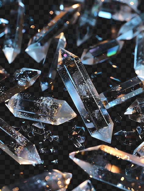 PSD psd brillantes cristales de cuarzo transparentes dispuestos en un contorno aleatorio collaje marco de arte de vidrio