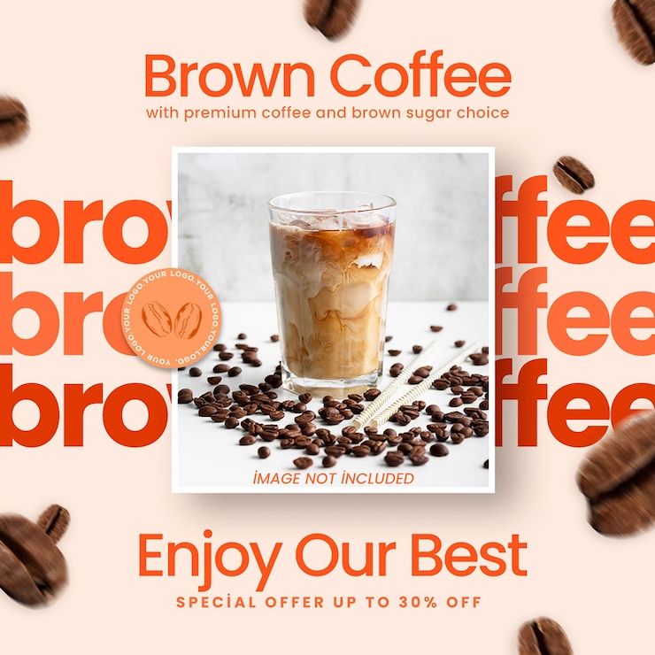 PSD psd brown coffee typography diseño de fondo para redes sociales y plantilla de publicaciones de instagram