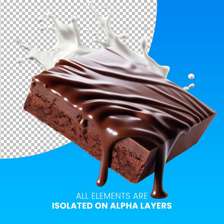 PSD psd brownie de chocolate aislado en capas alfa png