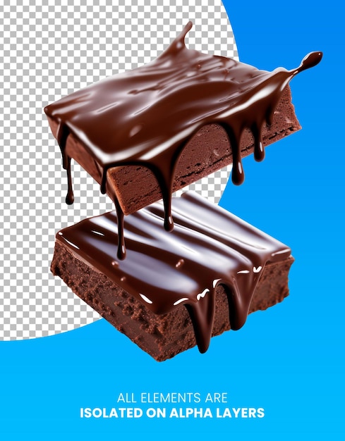 Psd brownie de chocolate aislado en capas alfa png