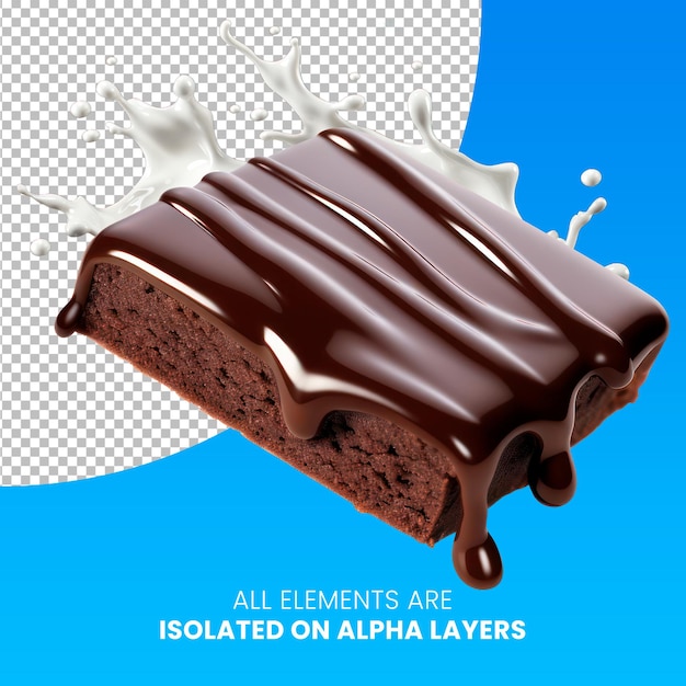 PSD psd brownie de chocolate isolado em capas alfa png