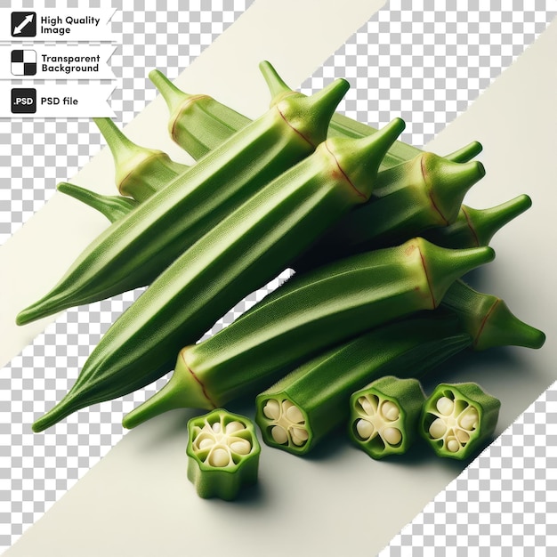 Psd buah okra verduras en fondo transparente con capa de máscara editable