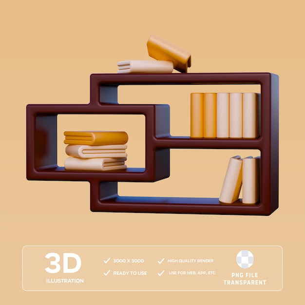 PSD-Buchregal 3D-Illustration