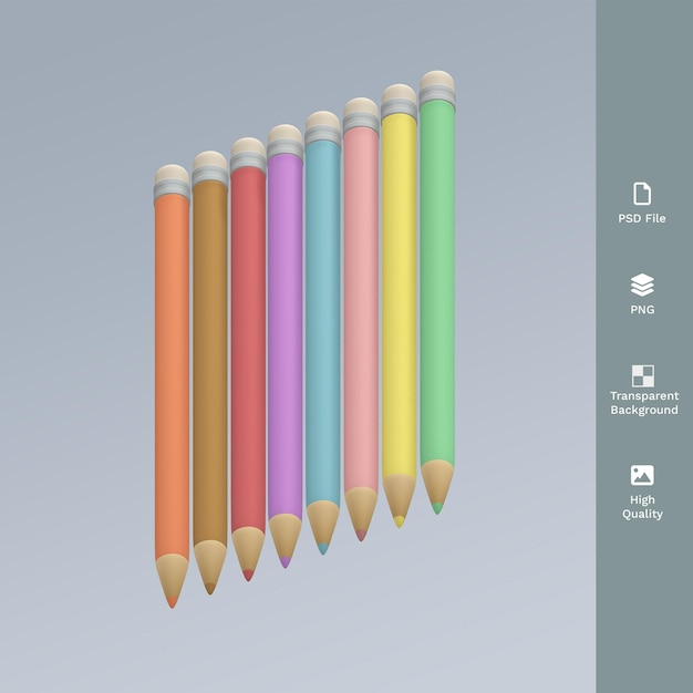 PSD-Buntstift 3D-Darstellung