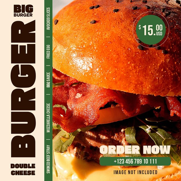 Psd burger collection conceito de design para mídias sociais e modelo de postagem do instagram