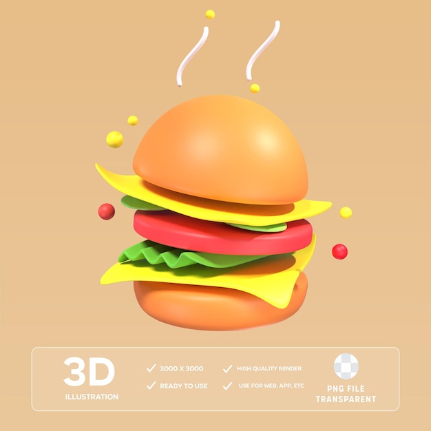 PSD Burger Fast Food 3D-Illustration