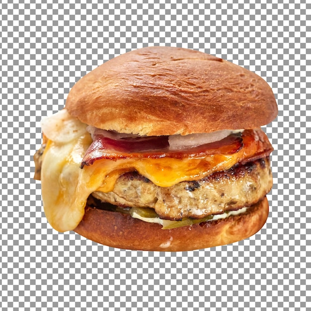 PSD psd burger hamburguesa de pollo queso en fondo aislado y transparente