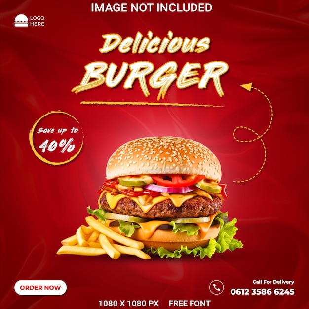 Psd Burger Social Media Template Post (en Anglais)