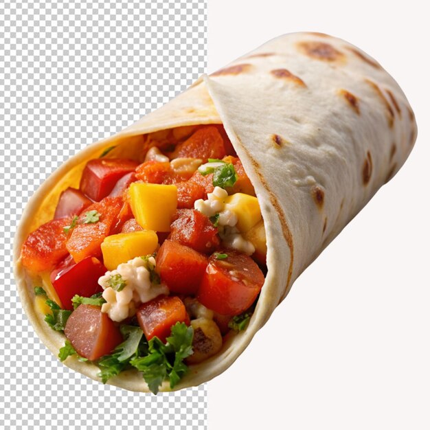 PSD psd de un burrito de desayuno tan delicioso con salsa en un fondo transparente