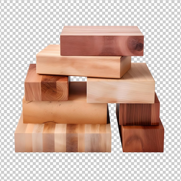 PSD psd butcher blocks stack isolated on transparent background