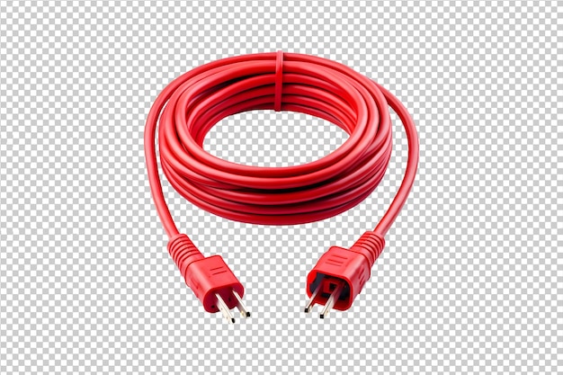 PSD psd câble rouge ou câble de prolongation isolé sur un fond transparent
