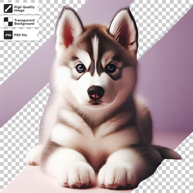 PSD psd cachorrinho de husky siberiano em fundo transparente com camada de máscara editável