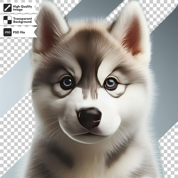 PSD psd cachorrinho de husky siberiano em fundo transparente com camada de máscara editável