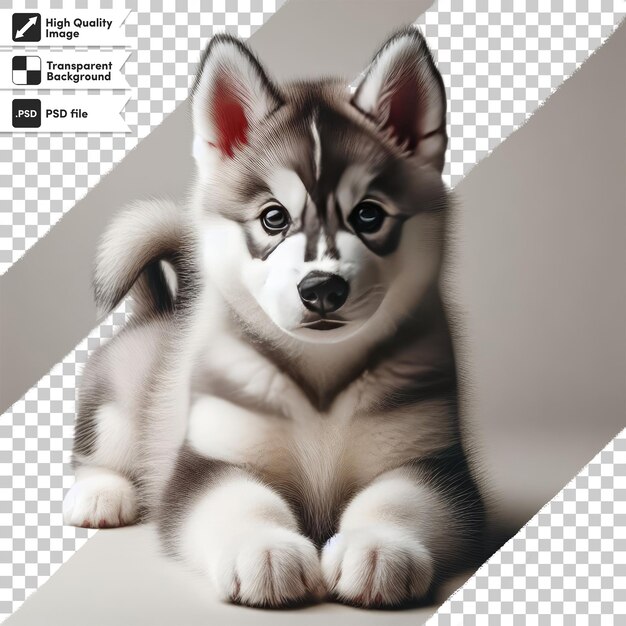 Psd cachorro husky siberiano en fondo transparente con capa de máscara editable