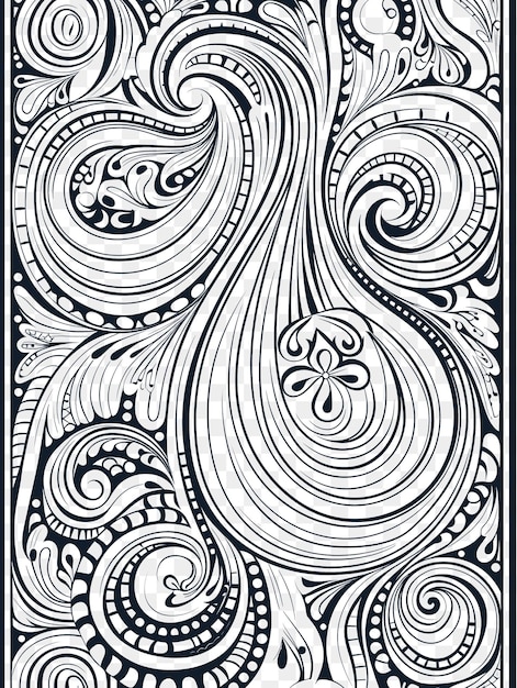 PSD psd de cadre à motif de paisley avec des dessins tourbillonnants intricats et de l'encre de contour d'art de tatouage de t-shirt