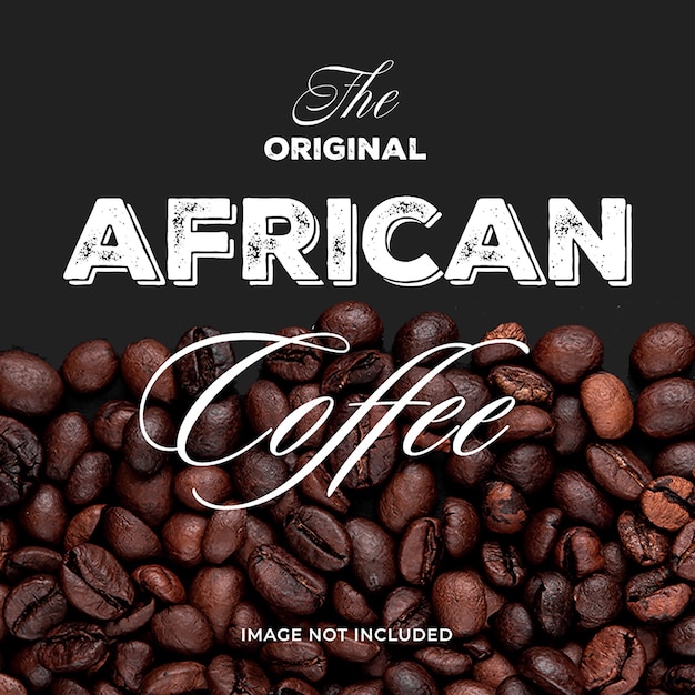 PSD psd café africano original en fondo negro plantilla de publicación de instagram
