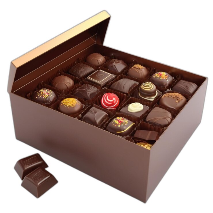 PSD psd de caja de chocolate sobre un fondo blanco