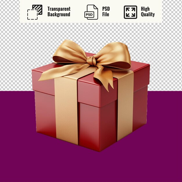 PSD psd caja de regalo roja con dorado