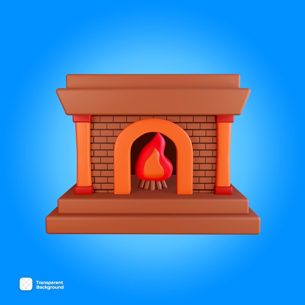 PSD Calefacción 3D con una fogata encendida en invierno.